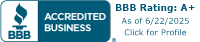 BBB Accredited Business as of 6/22/2025 click for profile