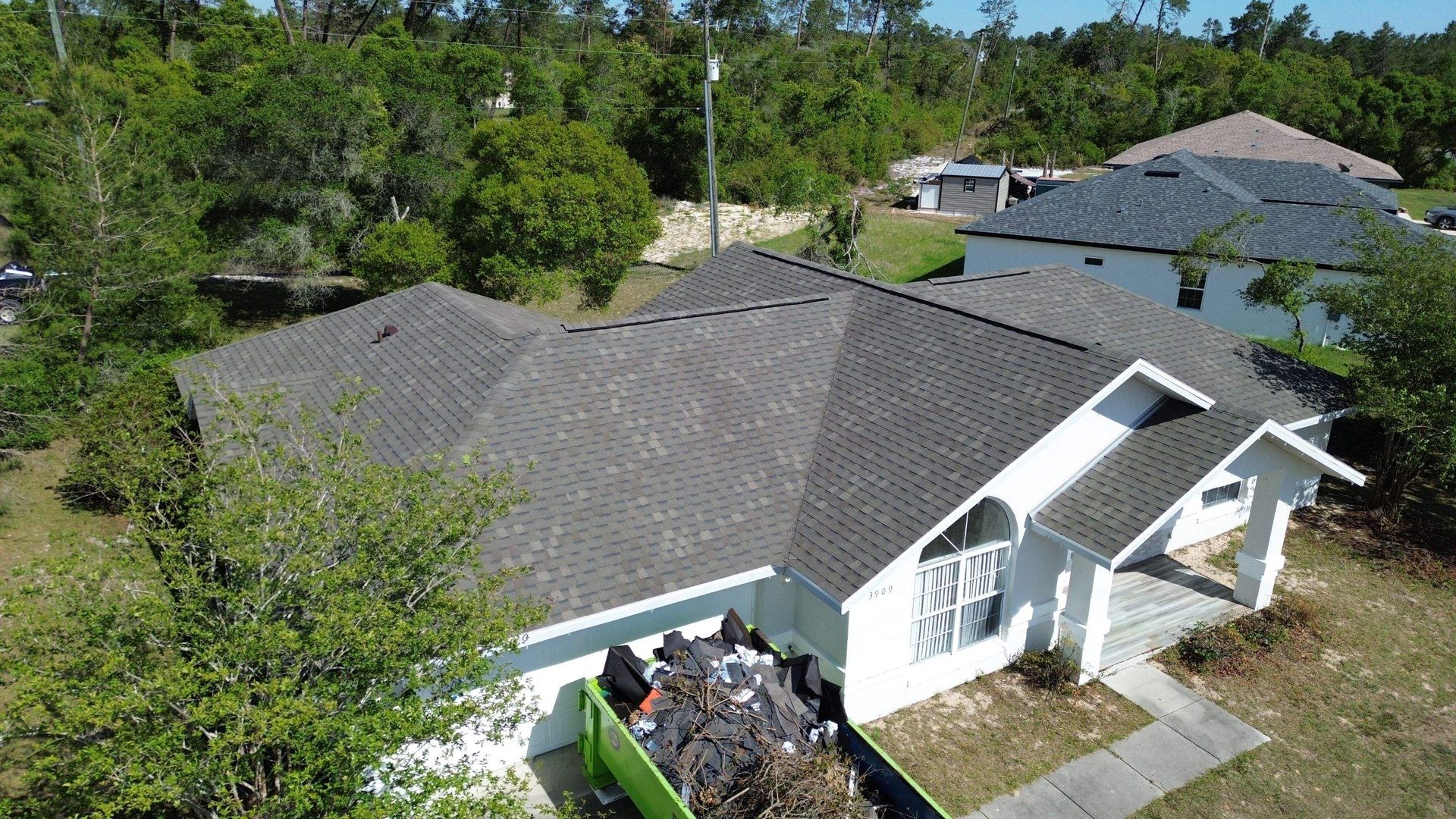 Trimm Roofing project aerial view